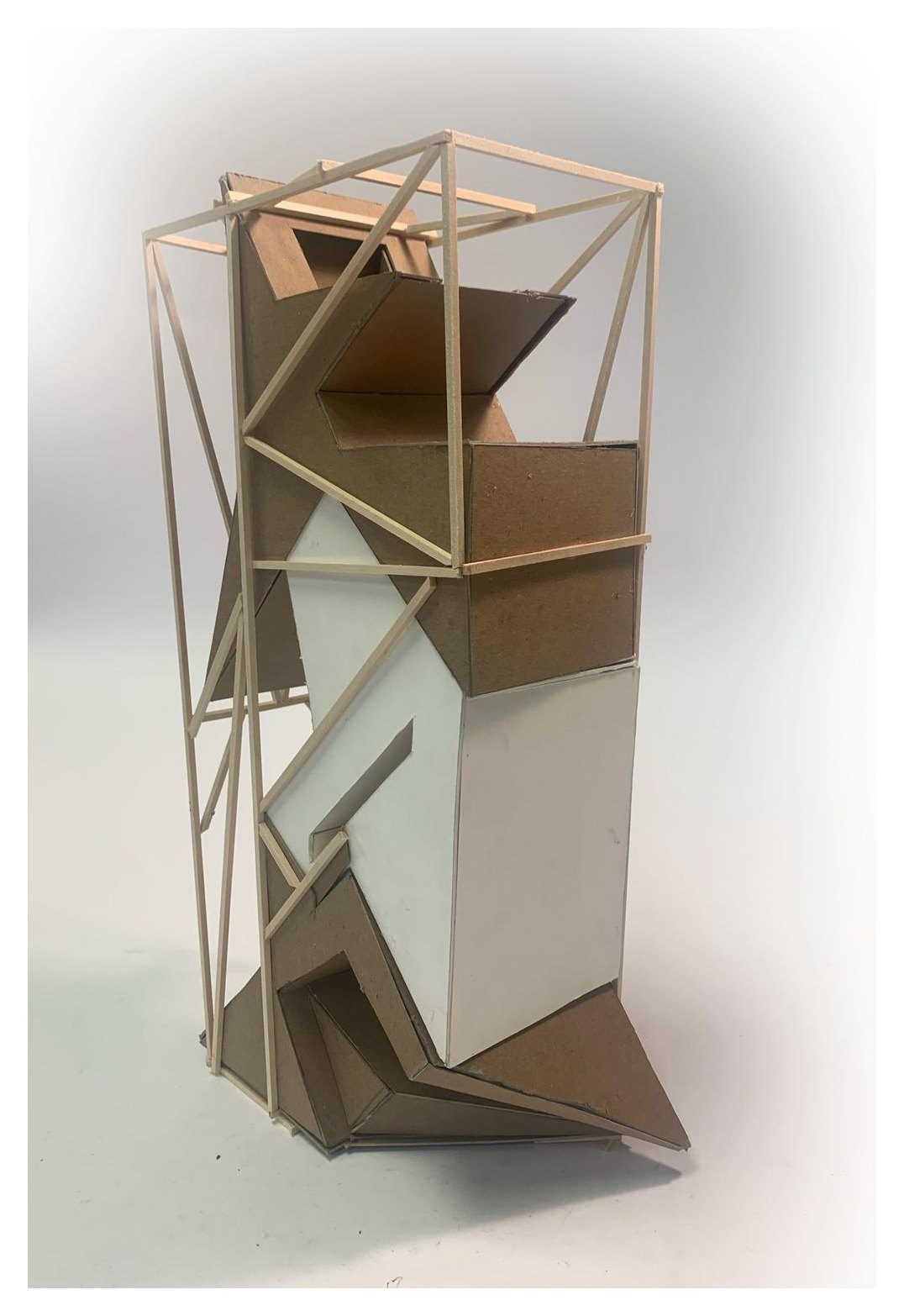 Final model: chipboard, basswood frame, layered panels