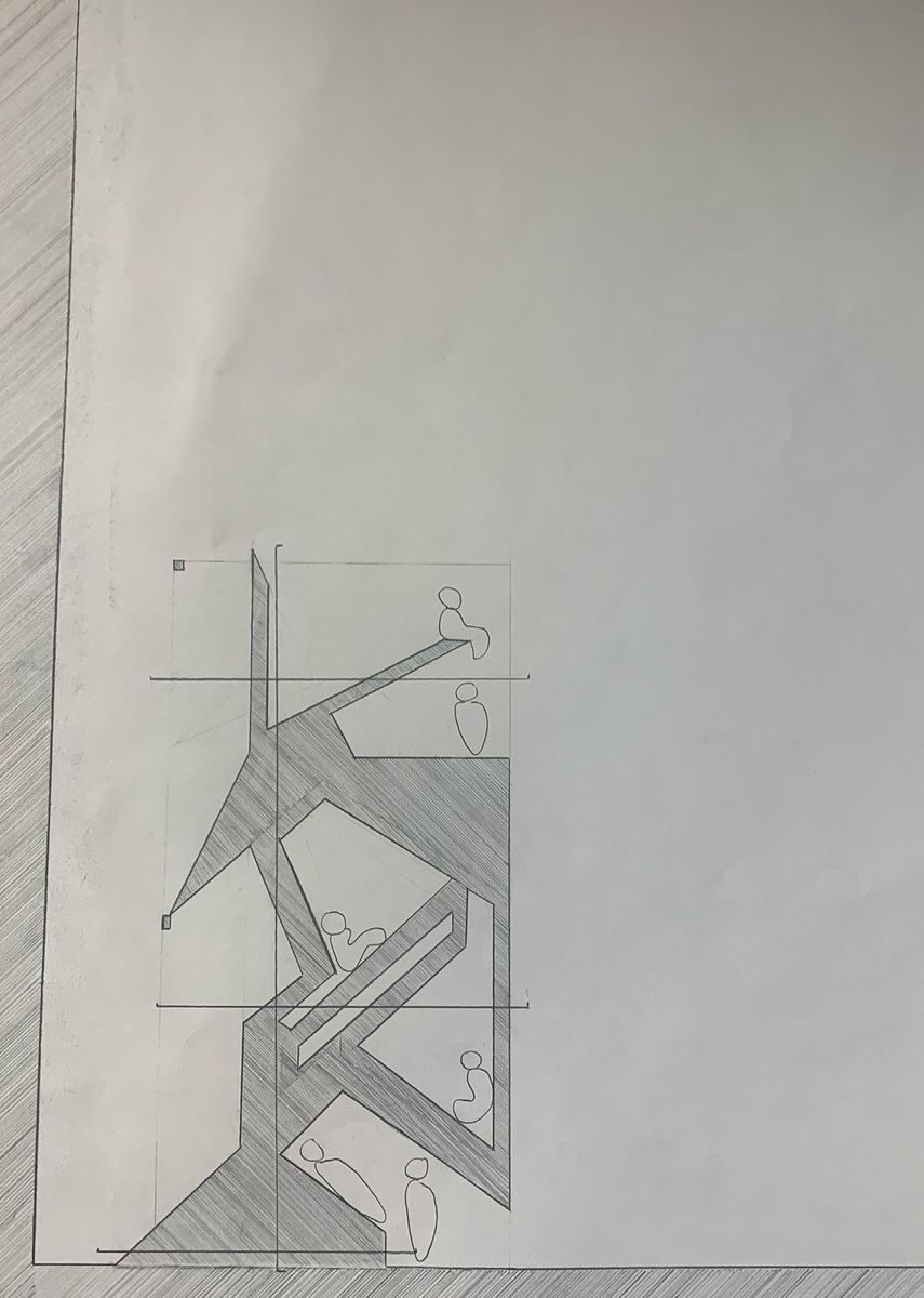 Section sketch: occupation between screens