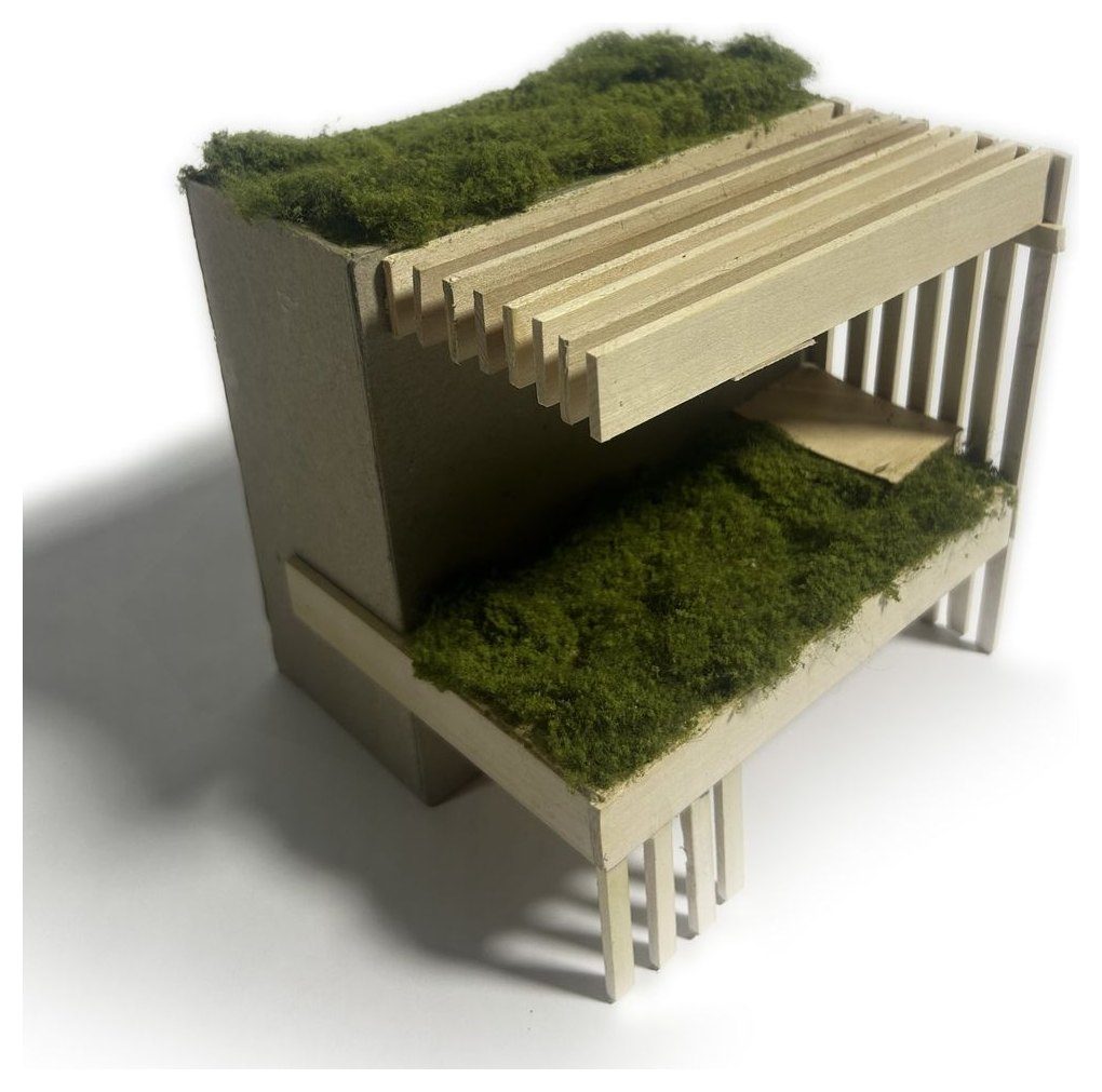 Study model: moss, chipboard, basswood